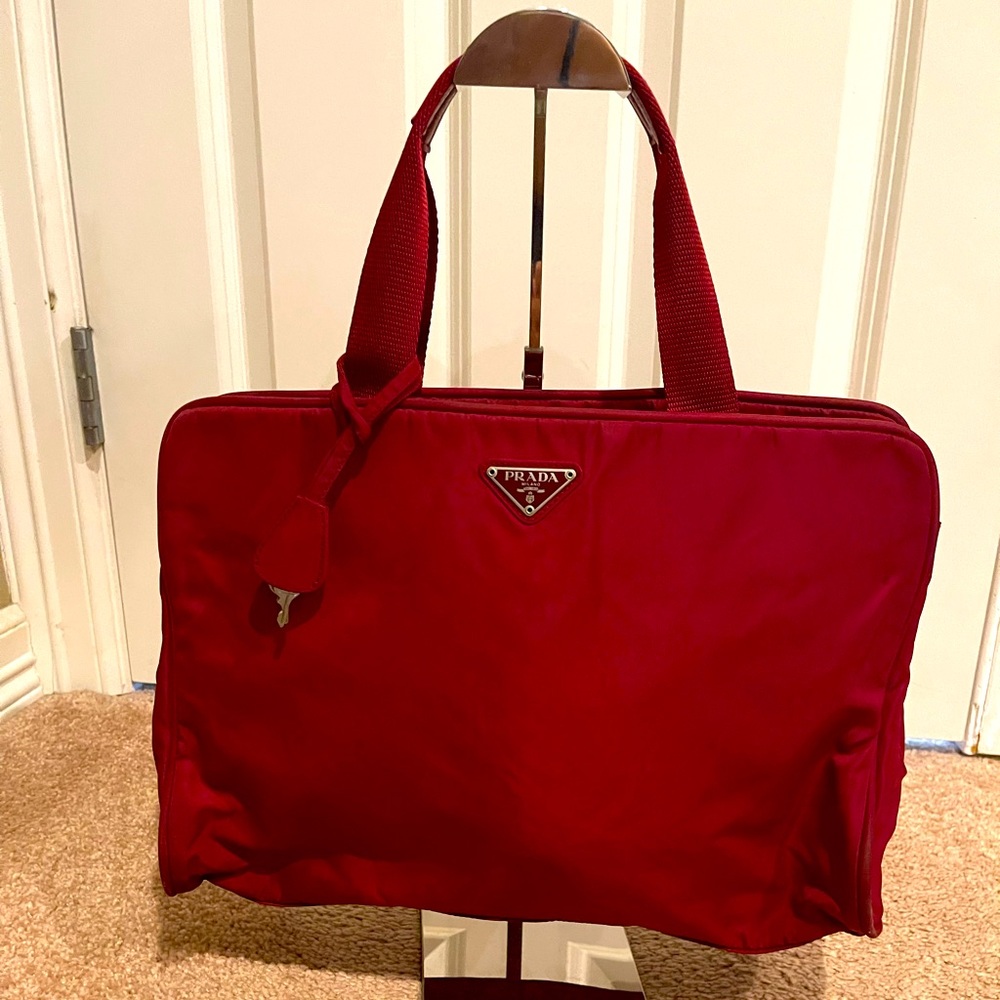 Prada Tessuto red nylon tote bag